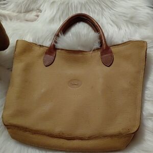 GUC Longchamp Genuine Leather Briefcase, Zip Top, 2 Handles, Read Description